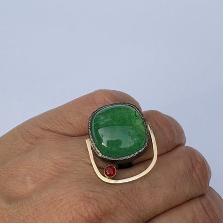 Ring med aventurin og karneol
