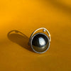 Ring med hæmatit og champagne diamant