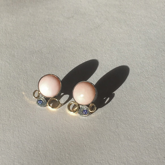 øreringe med pink opal