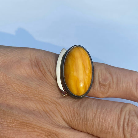 Full Moon ring med rav