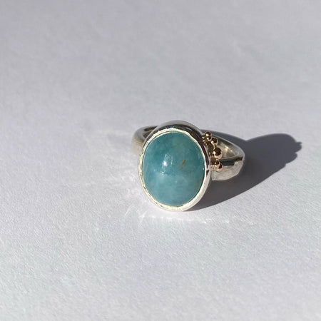 Bobbel ring med aquamarin